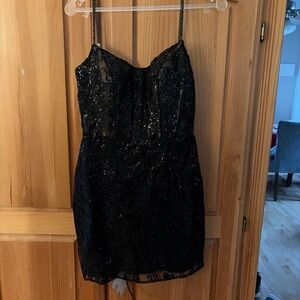 Sherri Hill Black Sequin Mini Dress